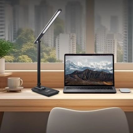 Prigušiva LED stona lampa sa USB, 9W, 230V, 3000K/4000K/5500K, crna
