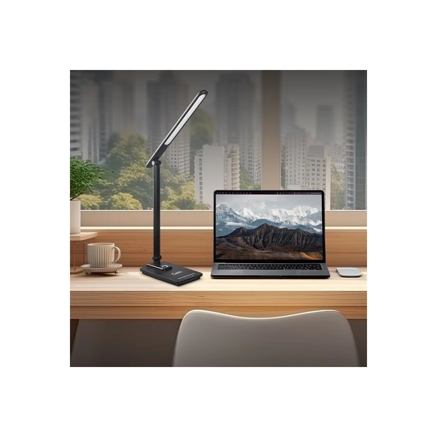 Prigušiva LED stona lampa sa USB, 9W, 230V, 3000K/4000K/5500K, crna