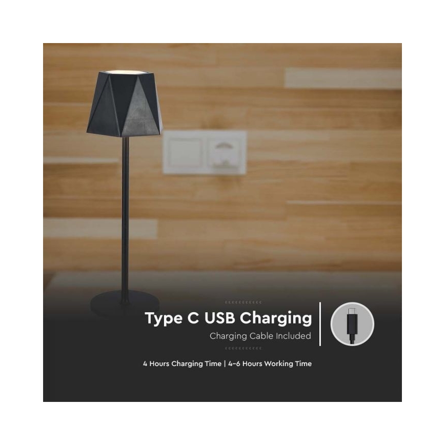 LED prigušiva punjiva dodirna stona lampa LED/4W/5V 3000-6000K 1800 mAh crna