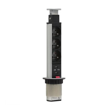 Priključni stub sa utičnicama za stolnu ploču 3x230V + 2xUSB