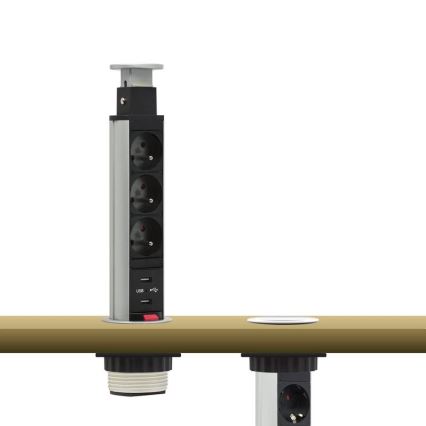 Priključni stub sa utičnicama za stolnu ploču 3x230V + 2xUSB