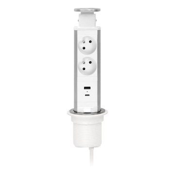 Priključni stub za stolnu ploču sa 2x230V + USB-A + USB-C