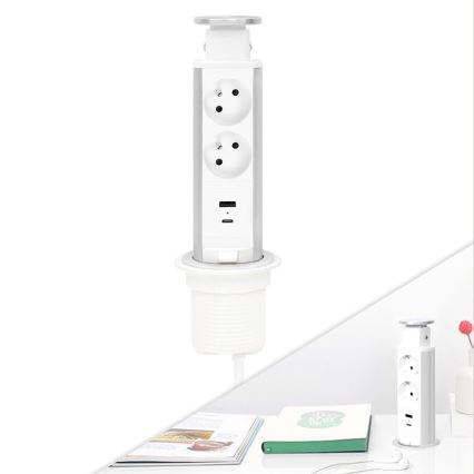 Priključni stub za stolnu ploču sa 2x230V + USB-A + USB-C
