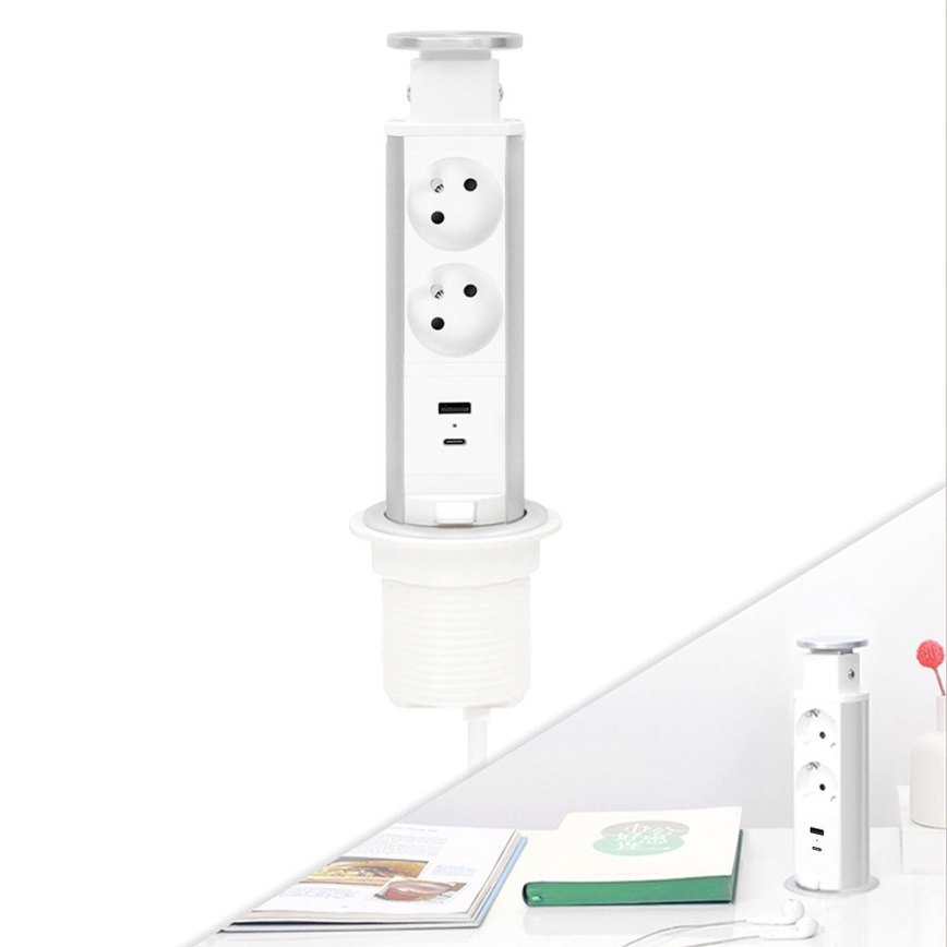 Priključni stub za stolnu ploču sa 2x230V + USB-A + USB-C