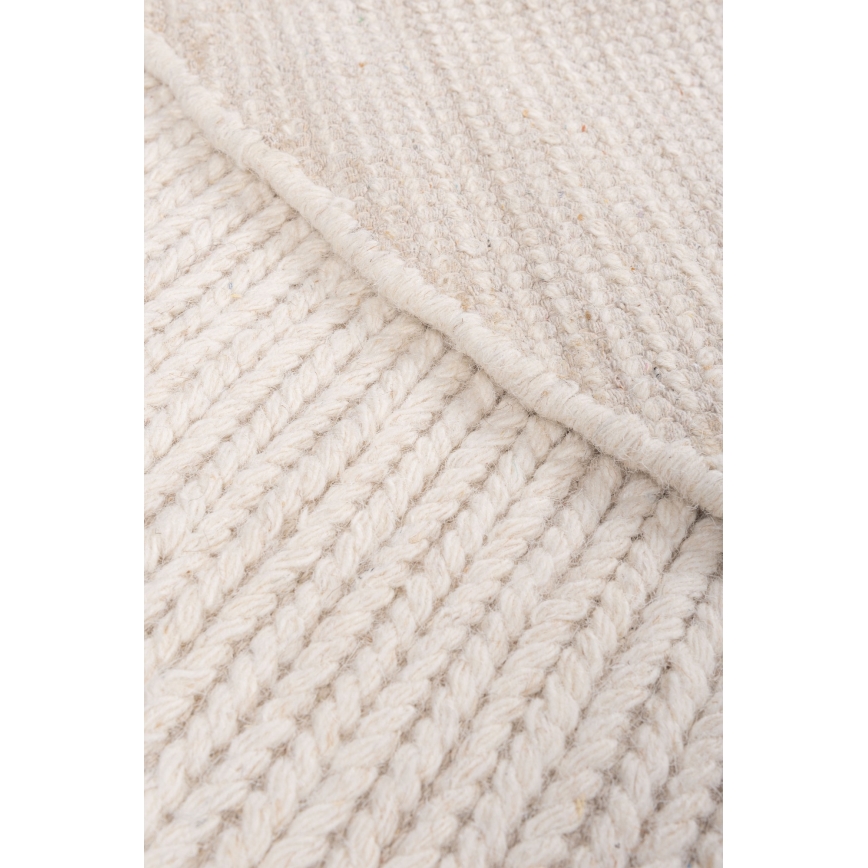 Prirodni okrugli tepih FIR WOOL 160 cm 2600 g/m2 krem boje