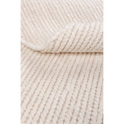 Prirodni okrugli tepih FIR WOOL 160 cm 2600 g/m2 krem boje