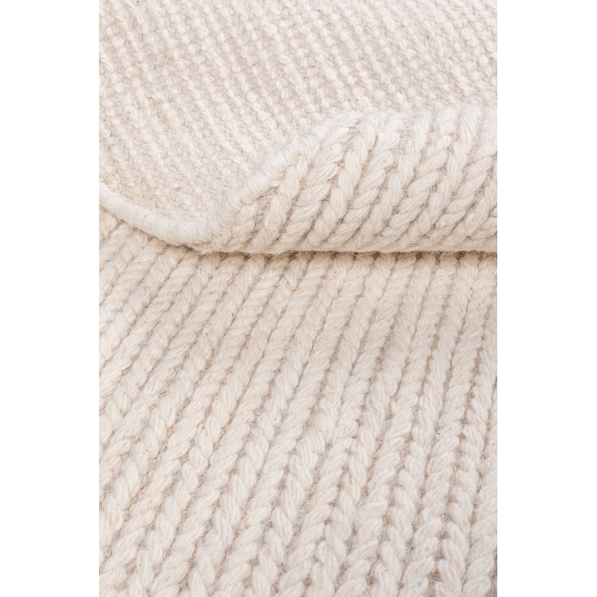 Prirodni okrugli tepih FIR WOOL 160 cm 2600 g/m2 krem boje