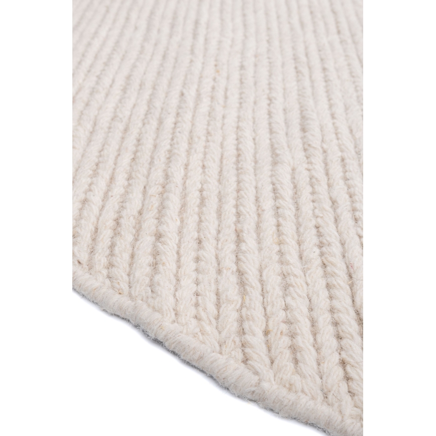 Prirodni okrugli tepih FIR WOOL 160 cm 2600 g/m2 krem boje