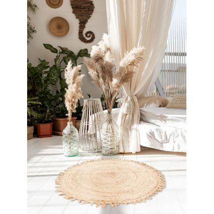 Prirodni okrugli tepih JUTA, 100 cm, bež