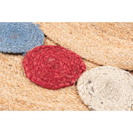 Prirodni okrugli tepih JUTA prečnika 120 cm, raznobojan