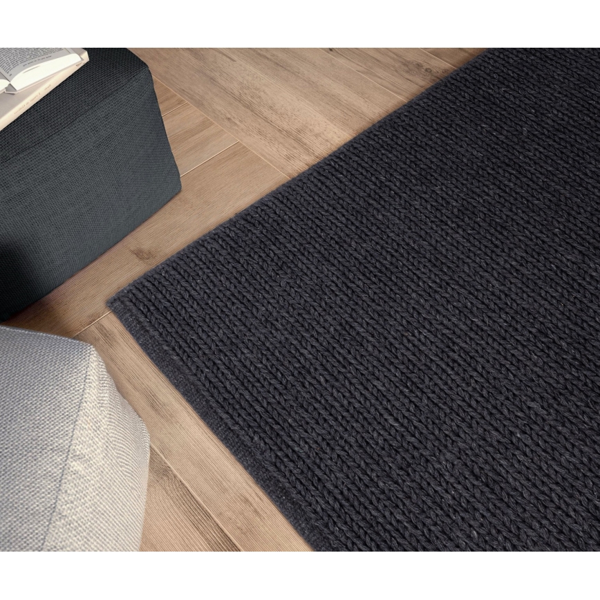 Prirodni tepih FIR WOOL 120x170 cm 2600 g/m2 antracit