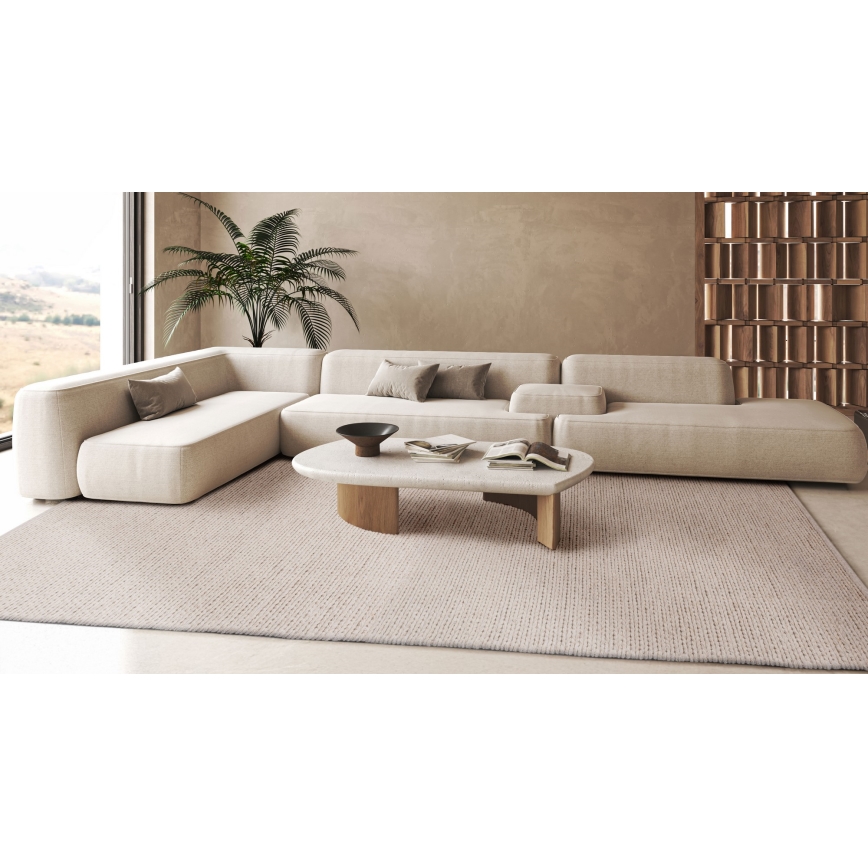 Prirodni tepih FIR WOOL 120x170 cm 2600 g/m2 krem