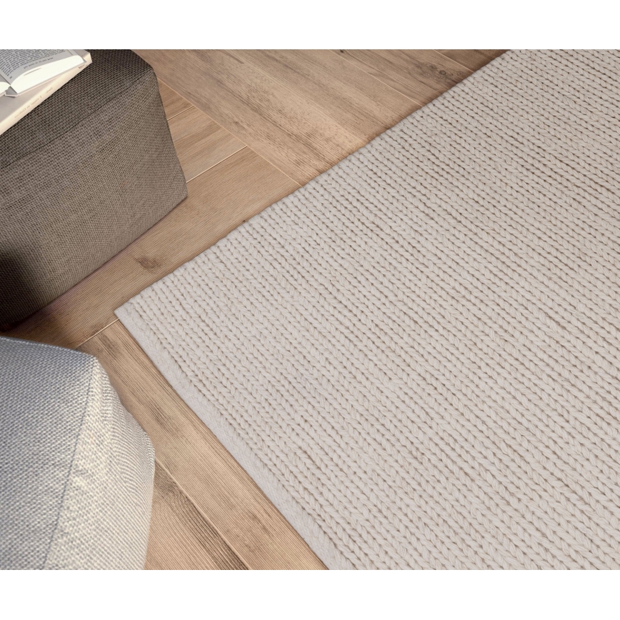 Prirodni tepih FIR WOOL 120x170 cm 2600 g/m2 krem