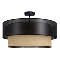 Prislonjen luster BORHO 1xE27/60W/230V prečnik 50 cm crna/juta