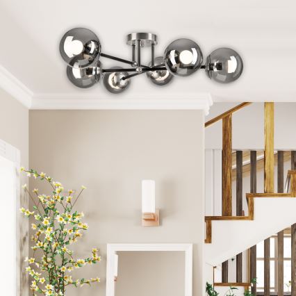 Prislonjen luster MALENA 6xE14/5W/230V mat hrom/dimljeno