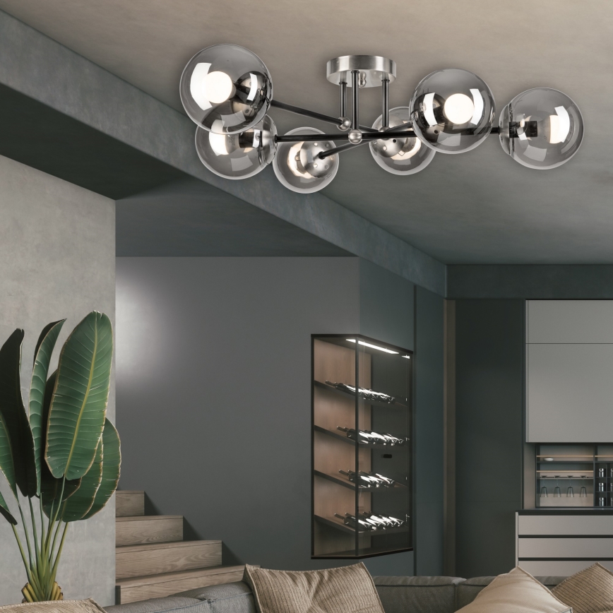 Prislonjen luster MALENA 6xE14/5W/230V mat hrom/dimljeno