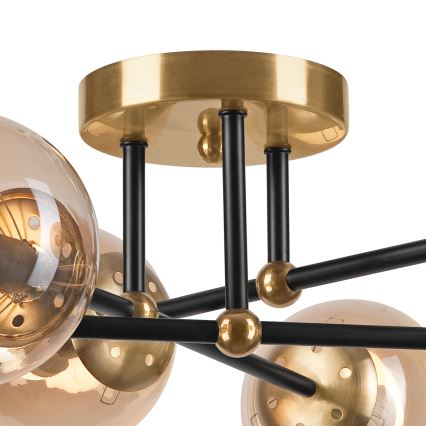 Prislonjen luster MALENA 6xE14/5W/230V zlatna/crna/dimljeno bež