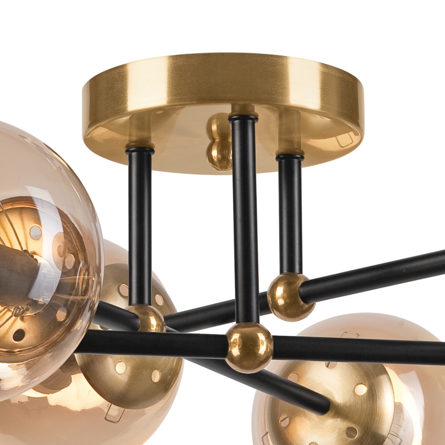 Prislonjen luster MALENA 6xE14/5W/230V zlatna/crna/dimljeno bež