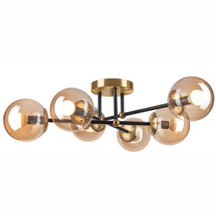 Prislonjen luster MALENA 6xE14/5W/230V zlatna/crna/dimljeno bež