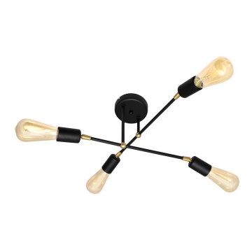 Prislonjeni luster ROSETTE 4xE27/15W/230V crna/zlatna