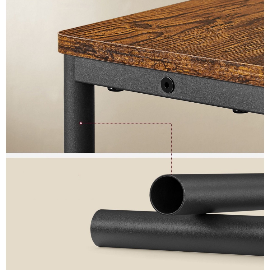 Pristavni stočić sa ugrađenom utičnicom i USB portovima ROD, braon/crna