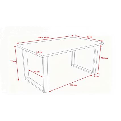 Produživi trpezarijski sto COLIN hrast