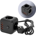 Produžni blok sa prekidačem LINEA 3x230V + 4xUSB A/C crna