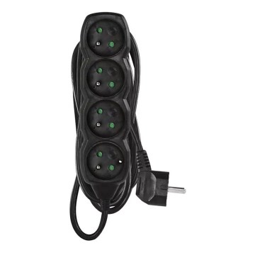 Produžni kabel, 4 utičnice, 5 m, crni