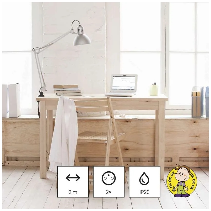 Produžni kabl 2 utičnice + 2x USB-A + USB-C 1,4 m