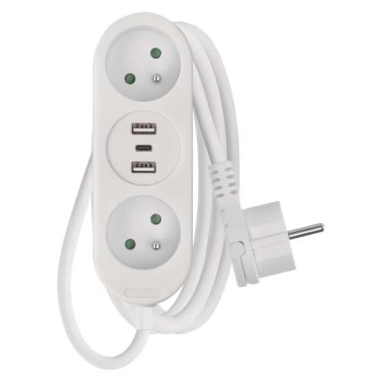 Produžni kabl 2 utičnice + 2x USB-A + USB-C 1,4 m