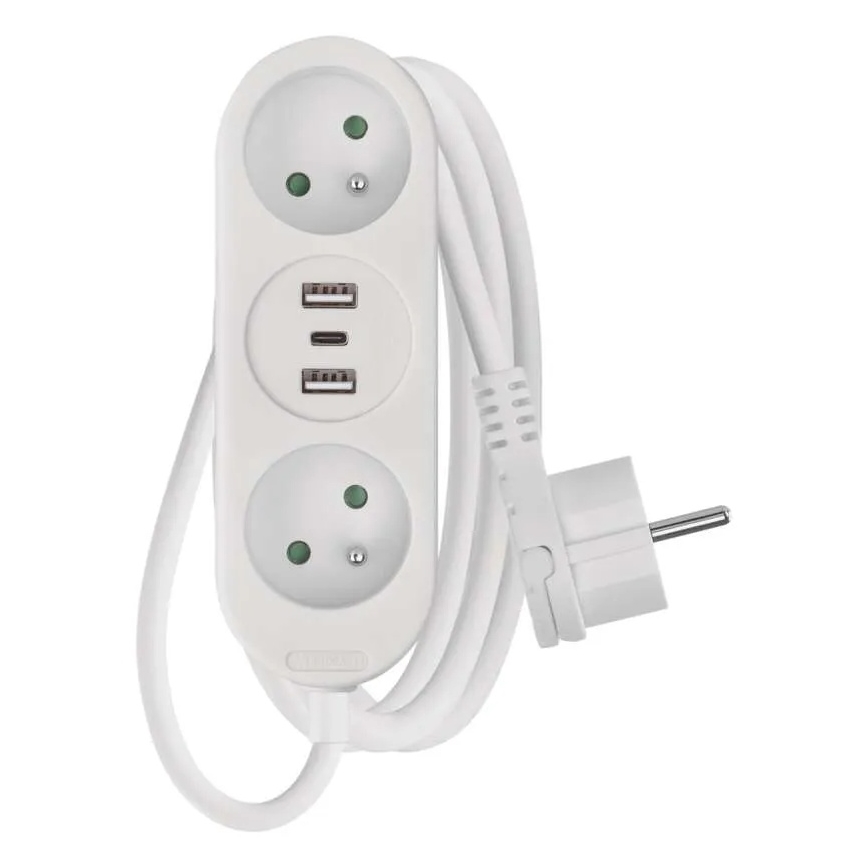 Produžni kabl 2 utičnice + 2x USB-A + USB-C 1,4 m