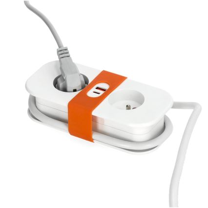 Produžni kabl 2 utičnice + 2xUSB 1,4 m bela