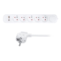 Produžni kabl 3 m sa prigušiva i 5 utičnica, s USB A+C punjenjem