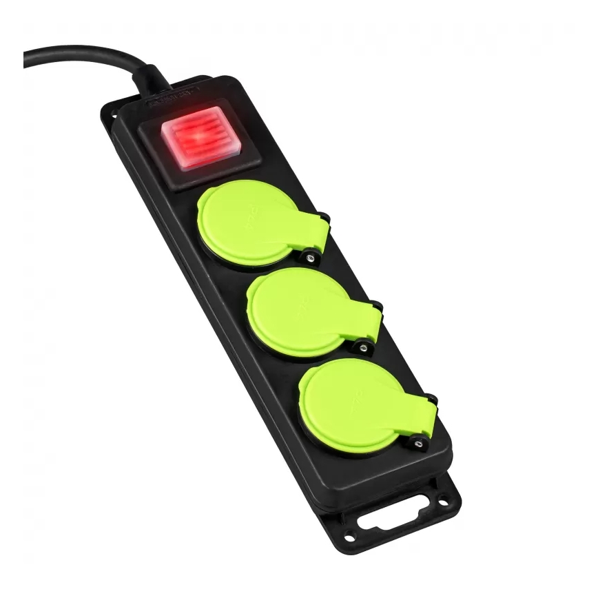 Produžni kabl 5 m sa prekidačem, 3 utičnice, IP44