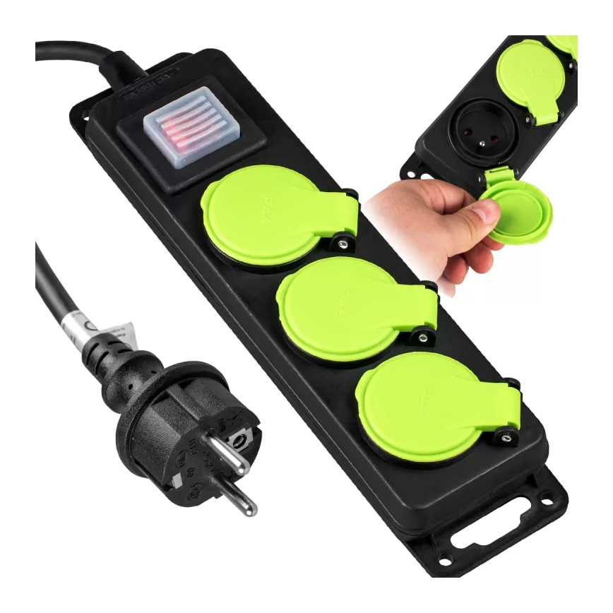 Produžni kabl 5 m sa prekidačem, 3 utičnice, IP44