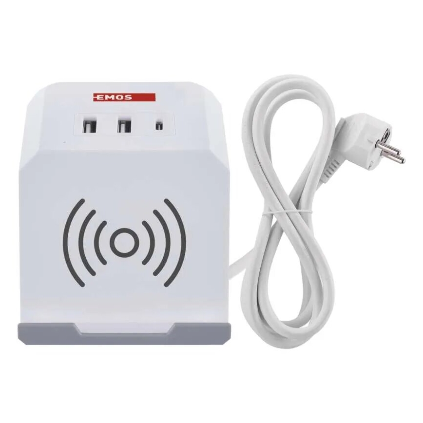 Produžni kabl kocka sa bežičnim QI punjenjem 2Z +2xUSB-A+1xUSB-C 2m bela