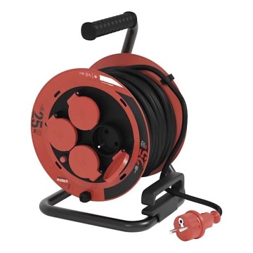 Produžni kabl na bubnju sa 4 utičnice 25 m IP44 crvena