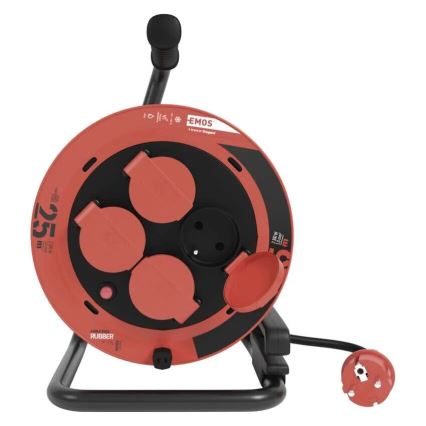 Produžni kabl na bubnju sa 4 utičnice 25 m IP44 crvena