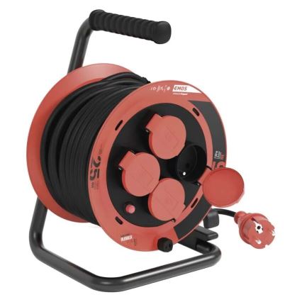 Produžni kabl na bubnju sa 4 utičnice 25 m IP44 crvena