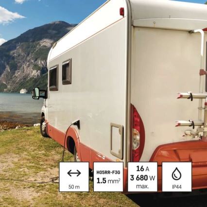 Produžni kabl na bubnju sa 4 utičnice, 50 m, crvene boje, IP44