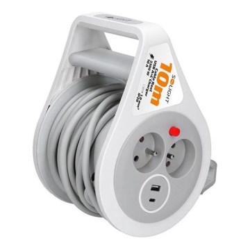 Produžni kabl na kolutu 2 utičnice + USB A+C 10 m