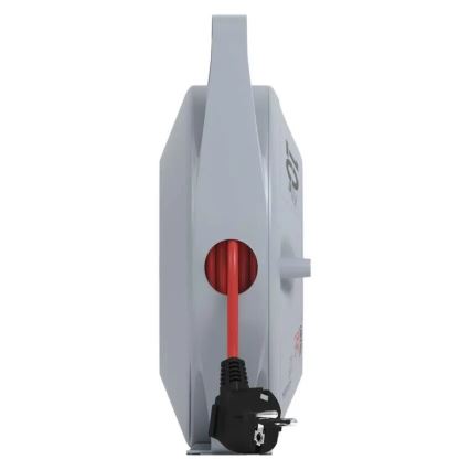 Produžni kabl na kolutu sa 4 utičnicama 10 m siva/crvena