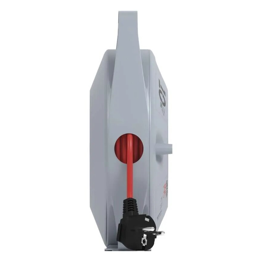 Produžni kabl na kolutu sa 4 utičnicama 10 m siva/crvena