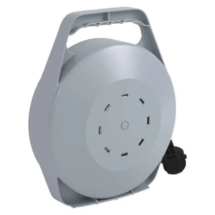 Produžni kabl na kolutu sa 4 utičnicama 10 m siva/crvena