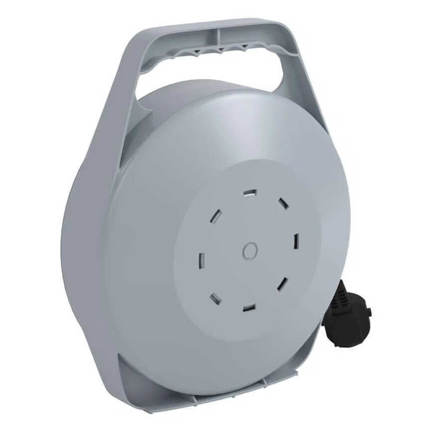 Produžni kabl na kolutu sa 4 utičnicama 10 m siva/crvena