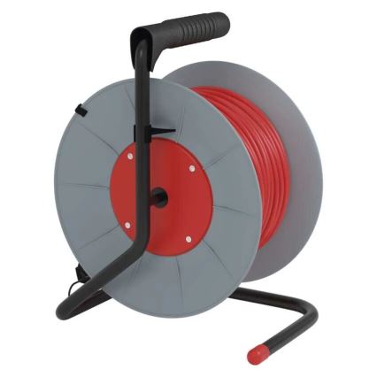 Produžni kabl na kolutu sa 4 utičnice, 25 m, siva/crvena