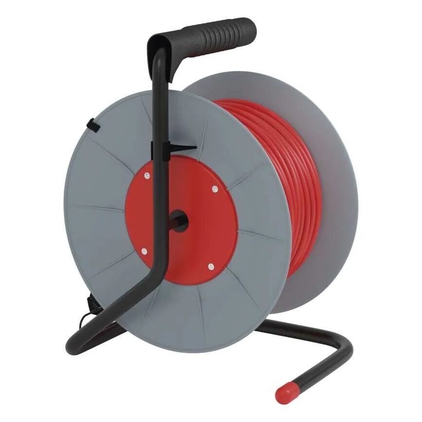 Produžni kabl na kolutu sa 4 utičnice, 25 m, siva/crvena