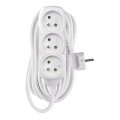 Produžni kabl sa 3 utičnice, 7 m, beo