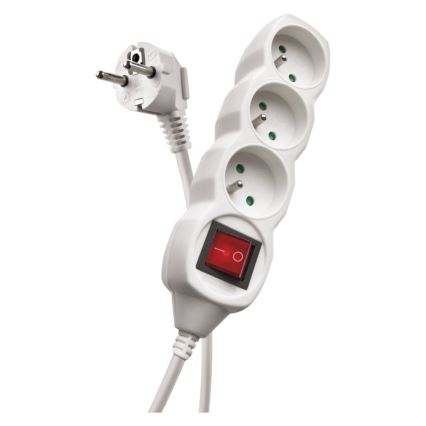 Produžni kabl sa prekidačem, 3 utičnice, 3 m