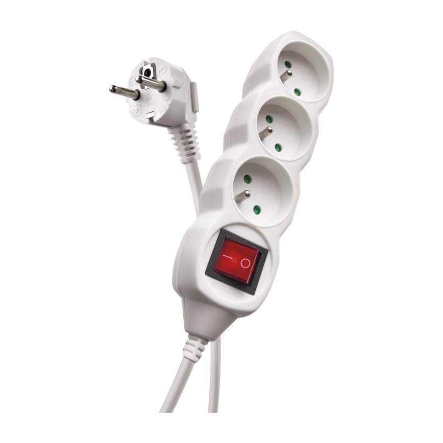 Produžni kabl sa prekidačem, 3 utičnice, 3 m